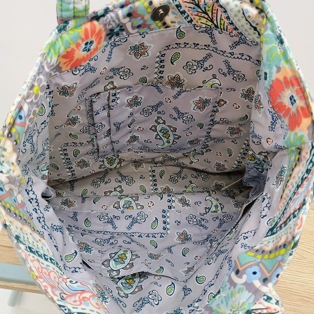 Vera Bradley Tote Bag Citrus Paisley Quilted Cotton Large Shoulder Handbag 28548 - Picture 9 of 12